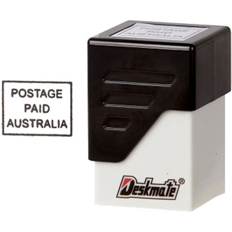 Deskmate Pre Inked Office Stamp Postage Paid Australia Black