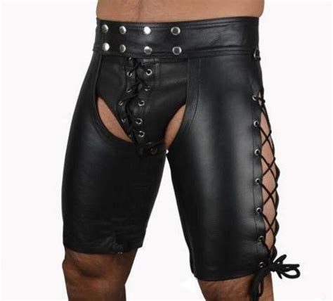 Black Faux Leather Mooning Male Sexy Lingerie Catsuit Clubwear Men Hot