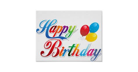 happy birthday cute colored letters poster zazzle