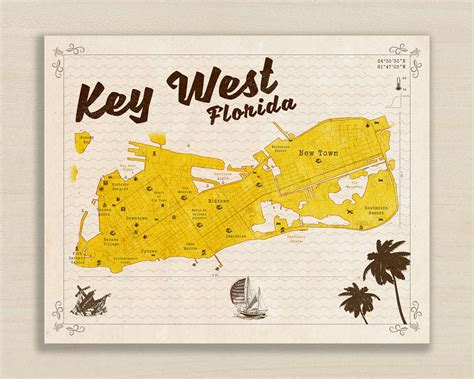 Key West Map Key West Decor Key West Print Key West Art | Etsy in 2020 | Key west map, Key west 