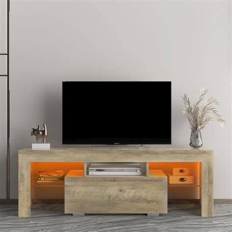 Tv Stand With Led Rgb Lightsflat Screen Tv Cabinet Gaming Consoles Up