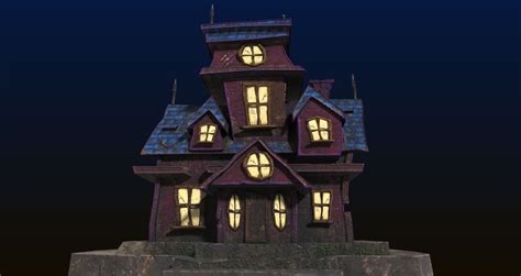 3d model cartoon style low poly haunted house vr ar low poly cgtrader