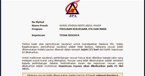 Surat ini biasanya dibuat oleh seseorang untuk mencari sponsor agar dapat menlanjutkan pendidikan. Surat Permohonan Biasiswa Mara - Terengganu w