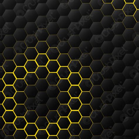Abstract Hexagonal Black Tech On Yellow Background You Can Use Stock