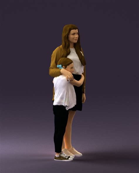 mom with daughter 0600 3d model by 3dfarm