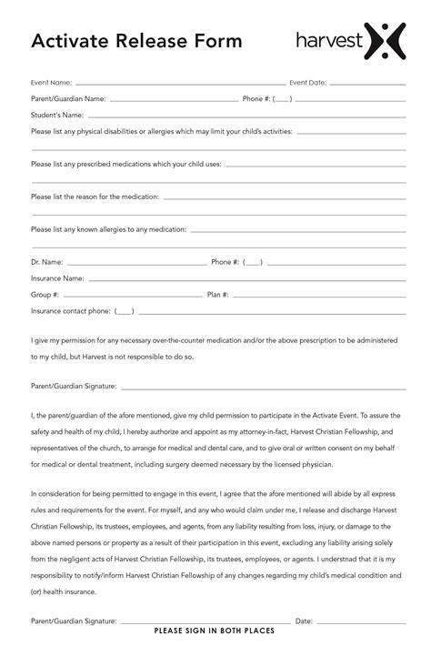 Liability Release Waiver Form Free Printable Documents