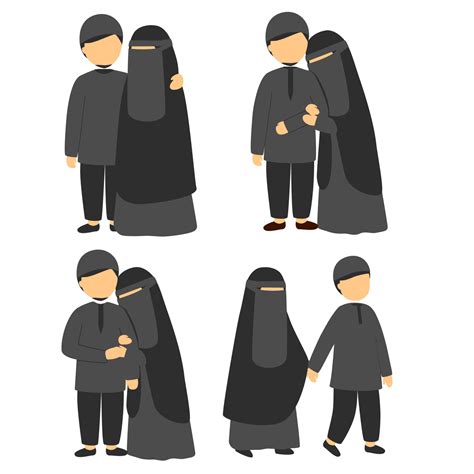 Vector Illustration Of A Romantic Muslim Couple 16179907 Vector Art At