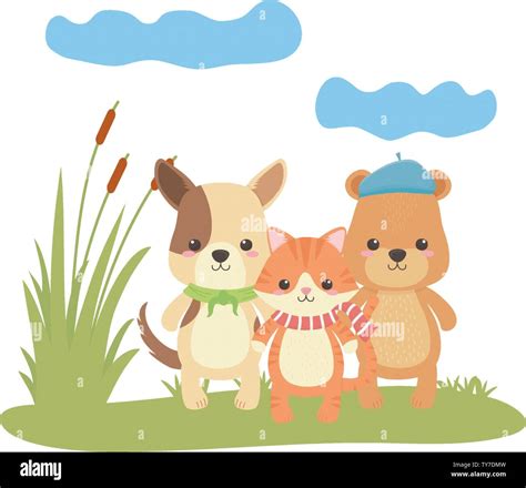 Cat Dog And Bear Cartoon Design Animal Cute Zoo Life Nature And Fauna