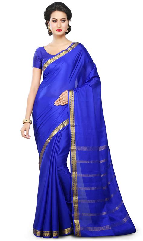 saree market pure mysore silk saree blue colour