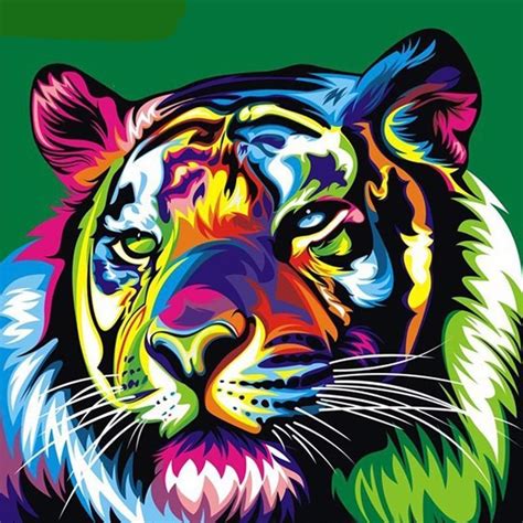 Multicolored Tiger 5d Diy Paint By Diamond Kit In 2021 Cross