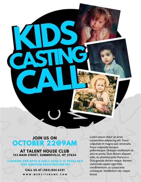 Kids Casting Call Flyer Template Postermywall