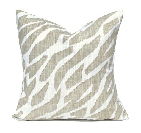 Tan Zebra Print Pillow Cover Tan Ecru Tribal Decorative Pillows Tan