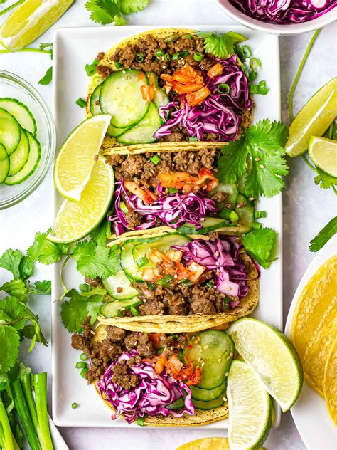 Korean Beef Tacos With Cabbage Slaw And Pickled Cucumbers Drive Me Hungry