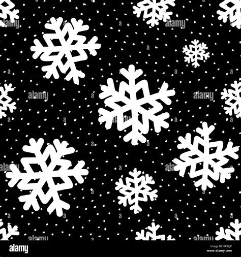Seamless Repeating Pattern With White Snowflakes On Black Background