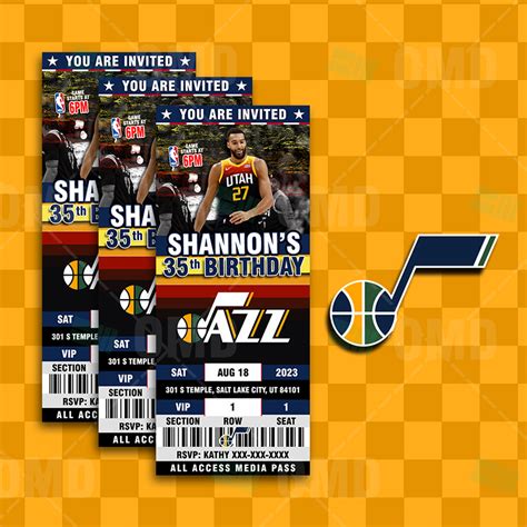 Utah Jazz Sports Ticket Style Party Invites Sports Invites