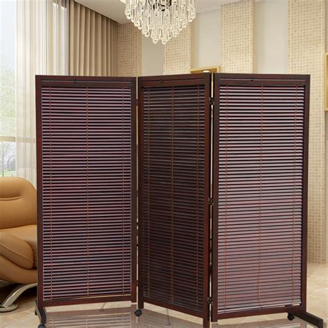 Wood Folding Screens Room Dividers With Caster Japanese Style