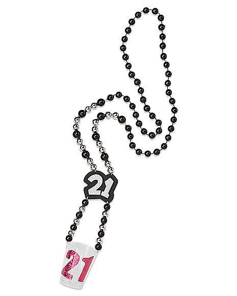 21st Birthday Beads Shot Glass Necklace Spencer S