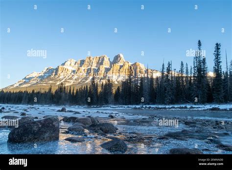 Beautiful View Of Castle Mountain Located Within Banff National Park