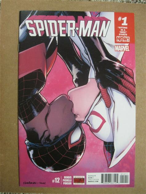 Spider Man 12 2017 Miles Morales Spider Gwen First Kiss Marvel Auction