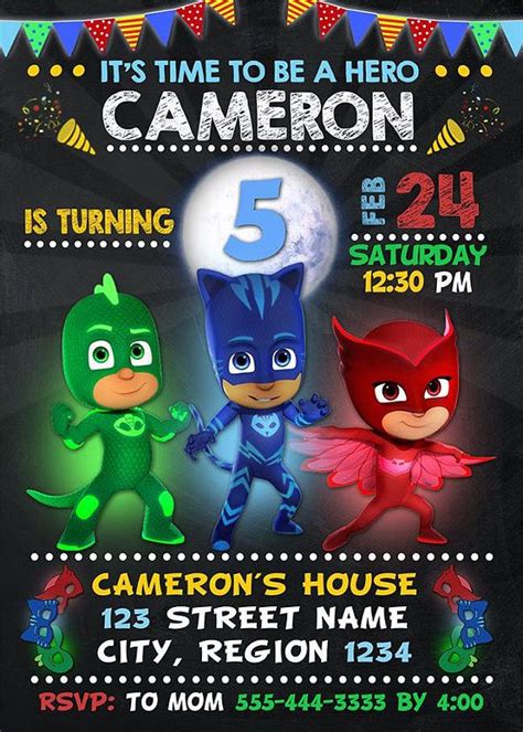 pj masks invitation pj masks birthday invitation pj