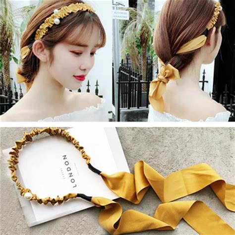 Korean Hair Accessories Headband Women Hair Ribbons Silk Fabric Hair