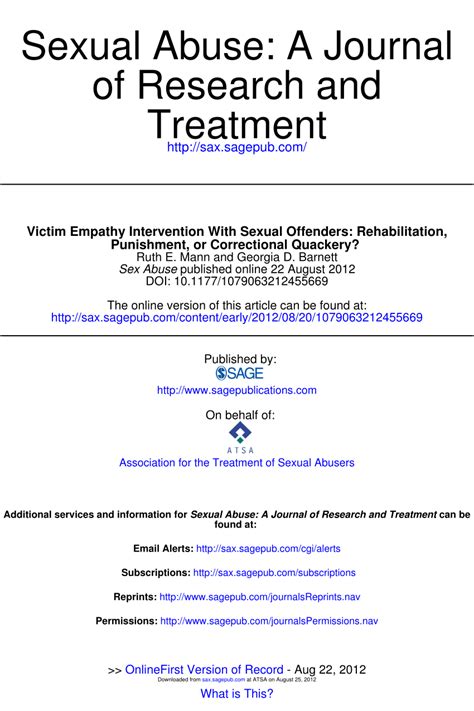 Pdf Victim Empathy Intervention With Sexual Offenders Rehabilitation Punishment Or