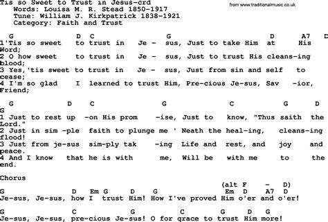 Top 500 Hymn Tis So Sweet To Trust In Jesus Lyrics Chords And Pdf