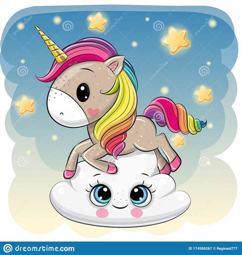 Unicorn Is Lying A On The Cloud Stock Vector Illustration Of Dreams