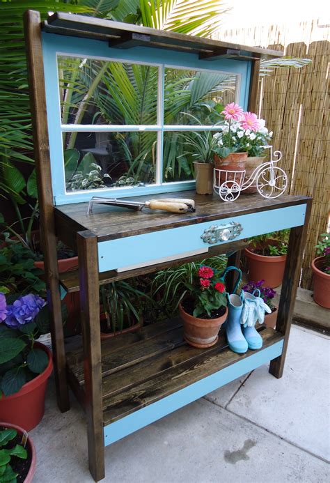 Vintage Window Potting Table - Available $250.00 | Potting table, Garden table, Potting tables