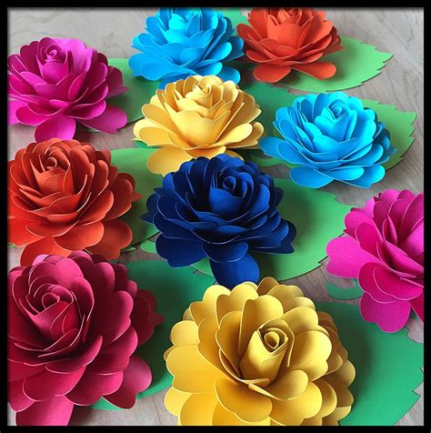 Fiesta Party Decorations 10 Paper Flowers With Leaves
