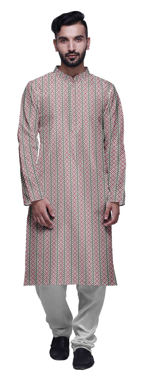 Atasi Party Wear Kurta Pajama For Men Mandarin Collar Ethnic Printed