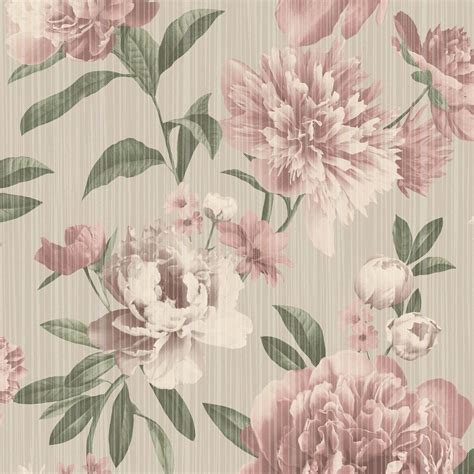 Rasch Valentina Floral Bloom Trail Wallpaper Texture Vinyl Pink