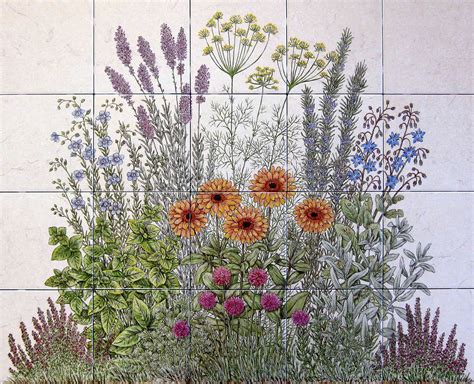 Flowering Herb Garden For Julie Custom Tile Mural