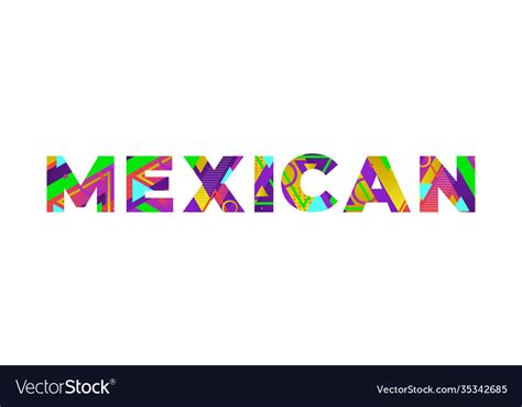 Mexican Concept Retro Colorful Word Art Royalty Free Vector
