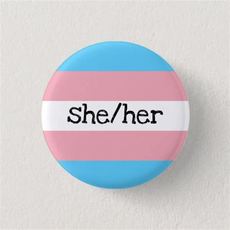 She Her Pronouns Transgender Pride 3 Cm Round Badge Uk