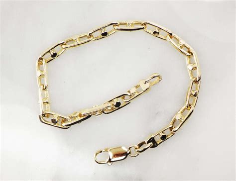 Vintage 14k Gold Heavy Link Bracelet 14k Gold Bracelet Solid Etsy