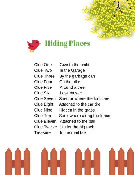 Outdoor Kids Scavenger Hunt Rhyming Clues Riddles 12 Etsy Outdoor