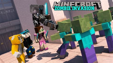 Popularmmos Pat And Jen Minecraft Zombie Invasion Survive Waves Of