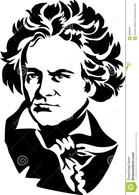 Beethoven Silhouette Art Black And White Illustration Art
