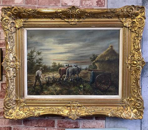 Beautiful Old Oil Painting On Canvas In Wooden Frame Vintage Dublin