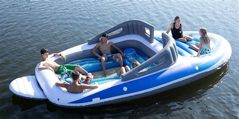 Sun Pleasures 6 Person Inflatable Bay Breeze Boat Island Party Island