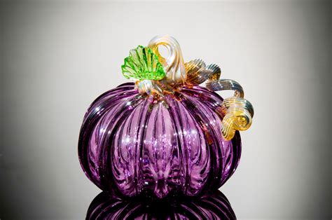 Purple Pumpkin Blown Glass Large Glass Pumpkin Fall Decor Etsy In