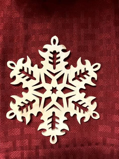 Scroll Saw Snowflake Christmas Ornament Made From Reclaimed Maple Wood