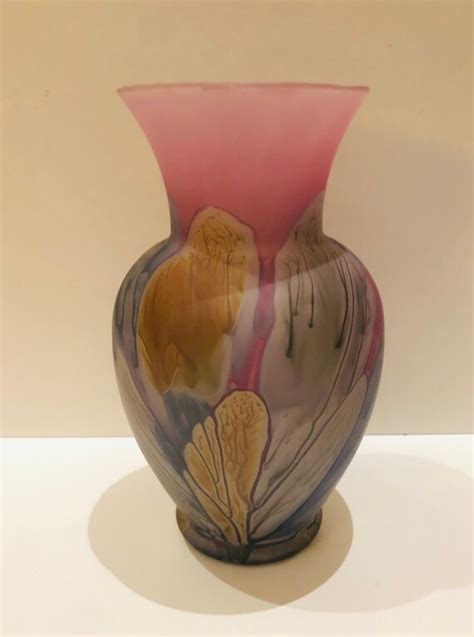 Vintage Hand Painted Rueven Glass Art Nouveau Glass Vase Etsy