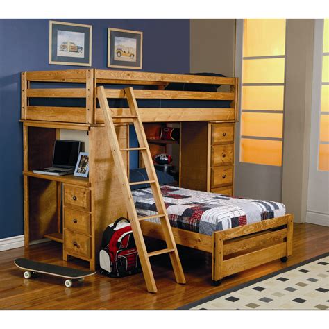 Some boys bunk beds include basketball hoops that mount along the rails. Bunk Bed with Desk For Your Kids - HomesFeed