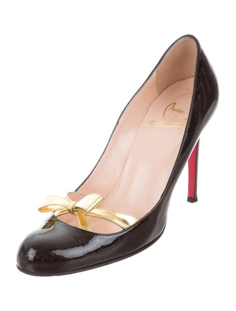 Christian Louboutin Patent Leather Bow Accented Pumps Black Pumps