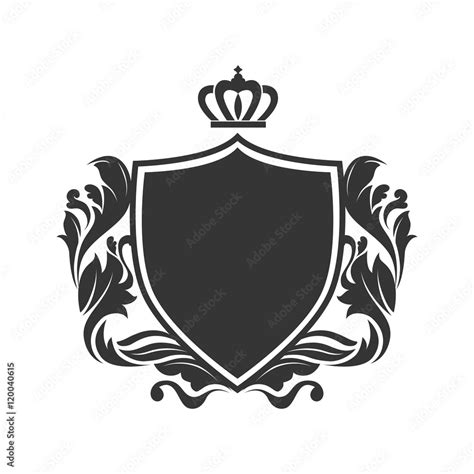 Shield Ornament Crown Royal Decoration Stamp Silhouette Vector