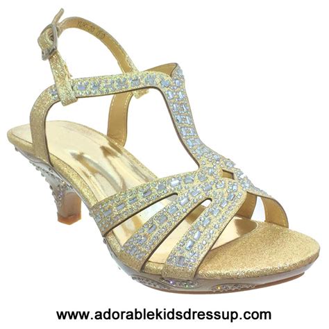 Look no further than this page to grab a cool one for girls to attend the approaching princess party. Gold high heels for kids; sparkling t-strap girls high ...