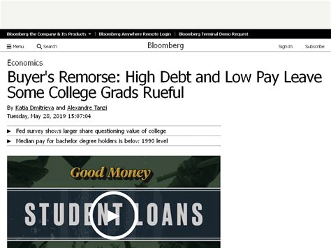 Is College Worth It Debt Low Pay Leaves Some Grads Regretful Bloomberg