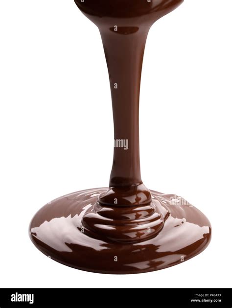 Melted Chocolate Flowing Isolated On White Background Stock Photo Alamy